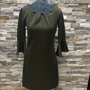 New York & Company Dark Green Bell Sleeve Dress